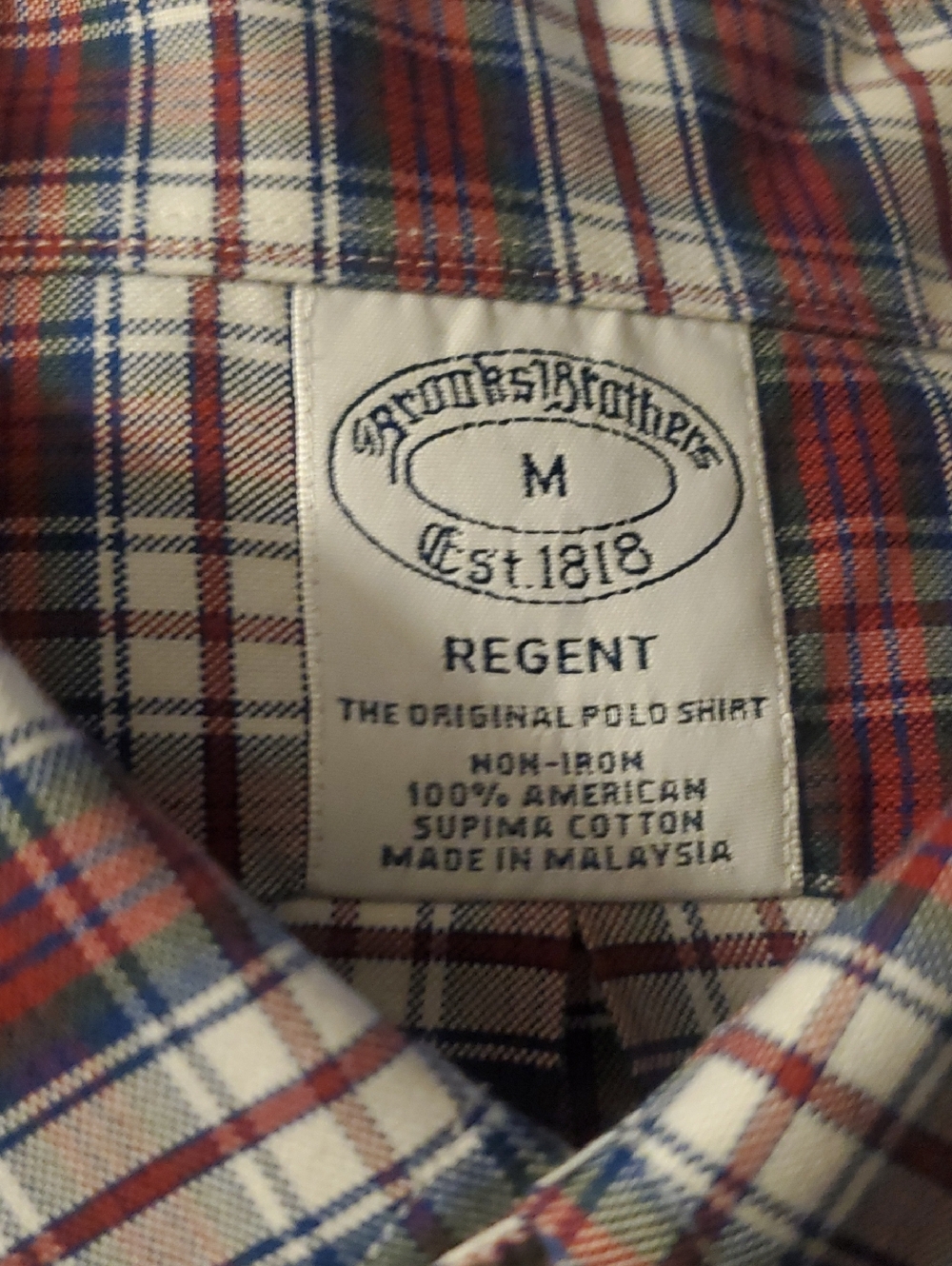 Brooks Brothers Regent Plaid Polo Shirt - Blue, Red & White